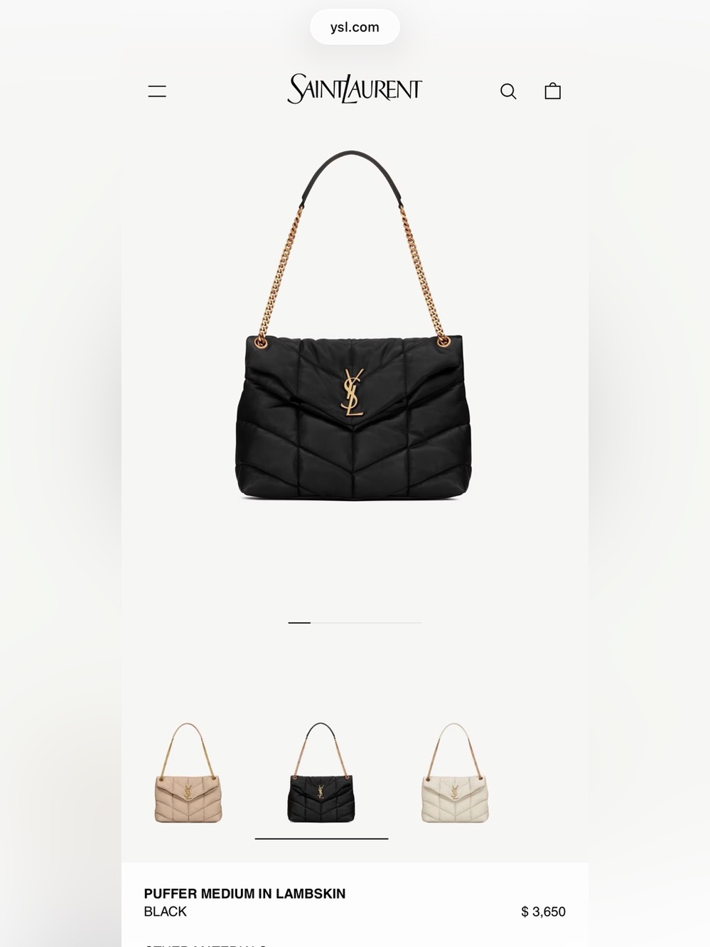 YSL puffer chain bag in quilted lamb skin